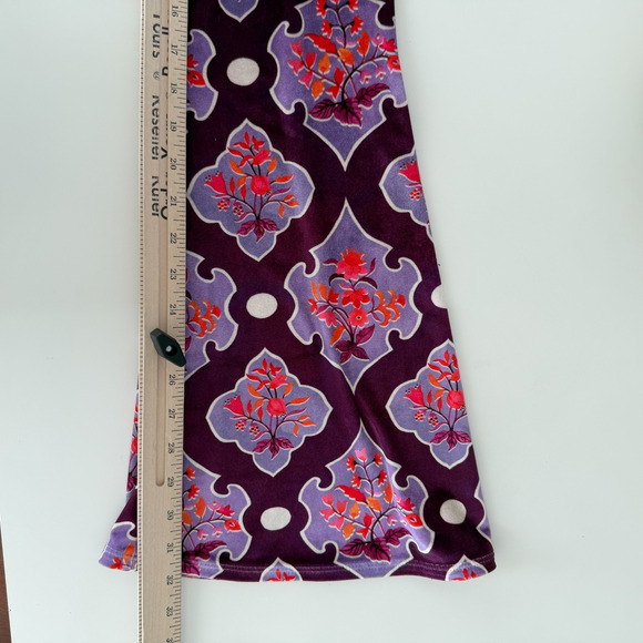 Free People Flare Street Velvet Flare Pants XS High Rise 70s Damask Boho Baroque - Picture 10 of 13